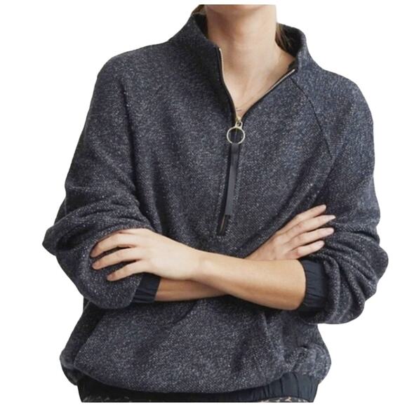 Varley Tops - Varley Barnett Marl Half Zip Sweater Sweatshirt Charcoal Oversized XS